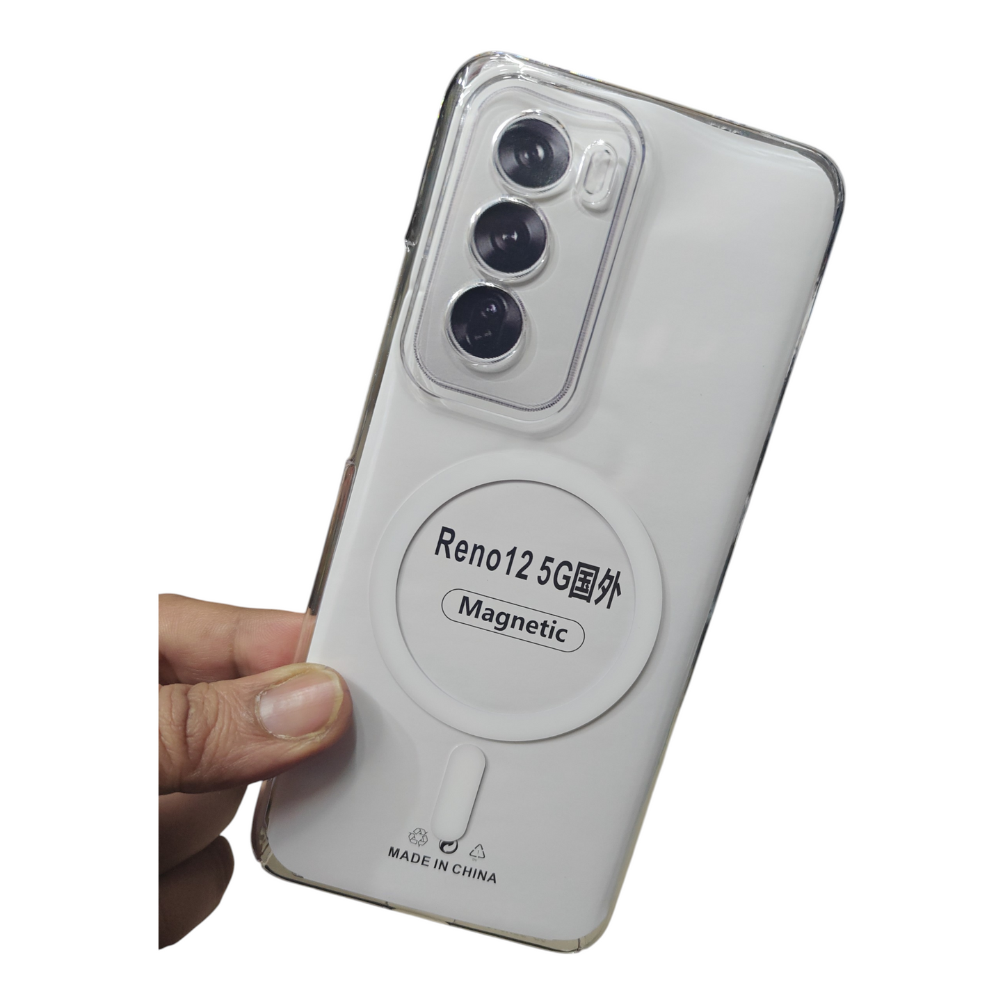 Oppo Reno 12 5G Anti Yellow Premium Quality Magsafe Crystal Clear Hard Plastic Back Cover Case - Royal Star