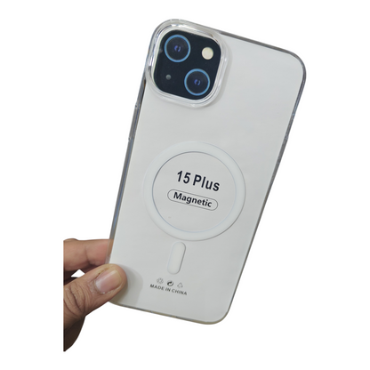 Apple iPhone 15 Plus Anti Yellow Premium Quality Magsafe Crystal Clear Hard Plastic Back Cover Case