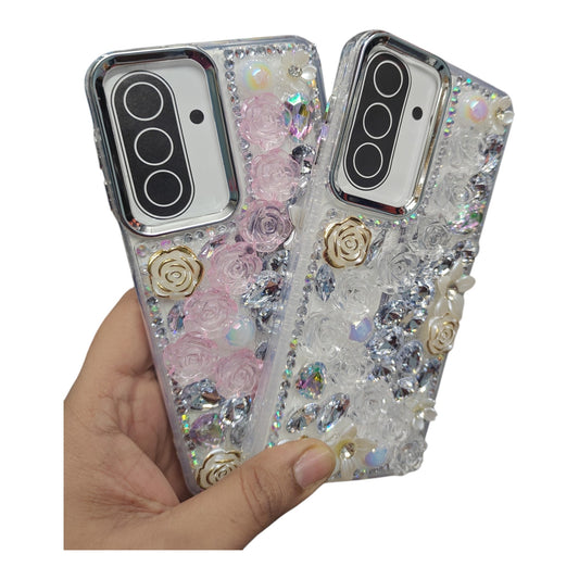 Samsung Galaxy A27 5G / M47 5G Girlish 3D Stone & Flower Back Cover Case