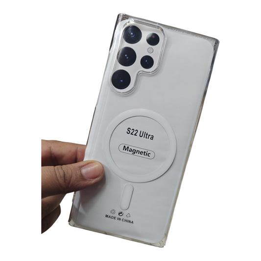 Samsung Galaxy S22 Ultra 5G Anti Yellow Premium Quality Magsafe Crystal Clear Hard Plastic Back Cover Case - Royal Star