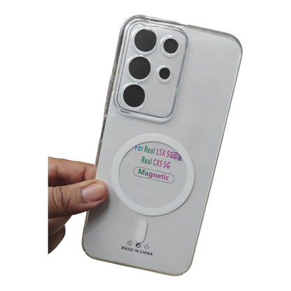 Realme 15x / Realme C85 / Realme Narzo 90x (5G) Anti Yellow Premium Quality Magsafe Crystal Clear Hard Plastic Back Cover Case