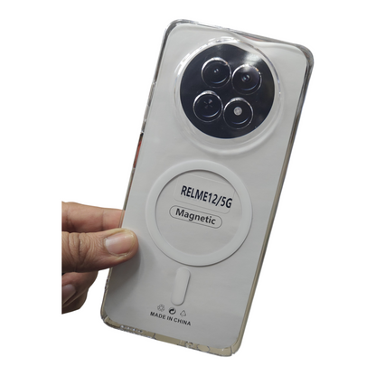 Realme 13 5G / Realme 12 5G / 12X 5G / Narzo 70X 5G / C65 5G / N65 Anti Yellow Premium Quality Magsafe Crystal Clear Hard Plastic Back Cover Case