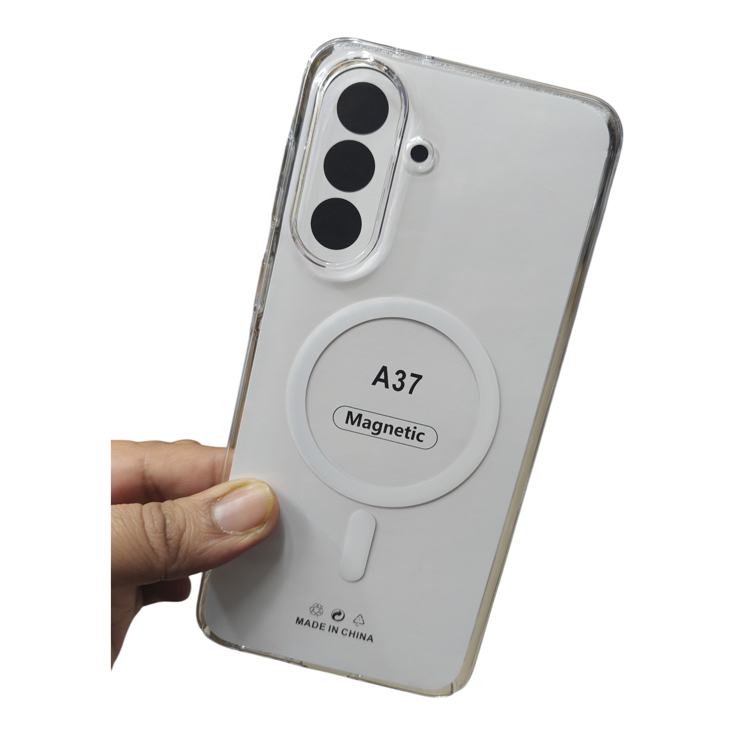 Samsung Galaxy A37 5G Anti Yellow Premium Quality Magsafe Crystal Clear Hard Plastic Back Cover Case - Royal Star