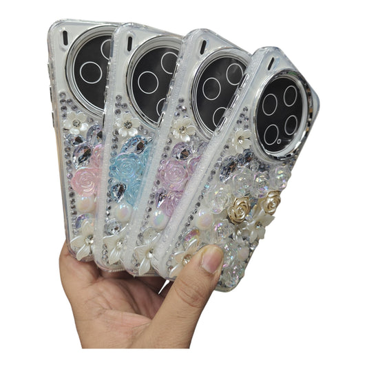Vivo X300 5G Girlish 3D Stone & Flower Back Cover Case