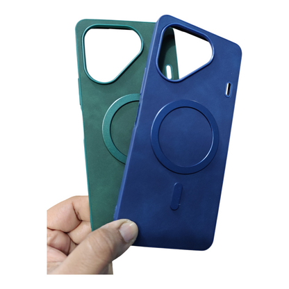 Tecno Pova 7 5G Magsafe Premium Quality Leather ( Side Soft, Back Hard ) Back Cover Case - Royal Star