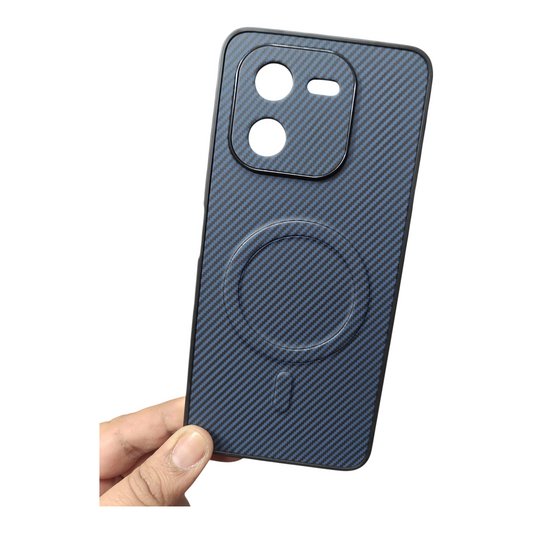 iQOO Z9X 5G Premium Quality Carbon Leather Magsafe Hard Back Cover Case - Royal Star