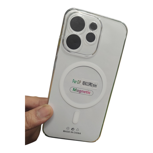 Oppo Reno 15 Pro Mini 5G Anti Yellow Premium Quality Magsafe Crystal Clear Hard Plastic Back Cover Case