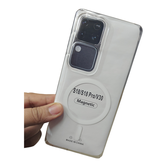 Vivo V30 / Vivo V30 Pro 5G Anti Yellow Premium Quality Magsafe Crystal Clear Hard Plastic Back Cover Case - Royal Star