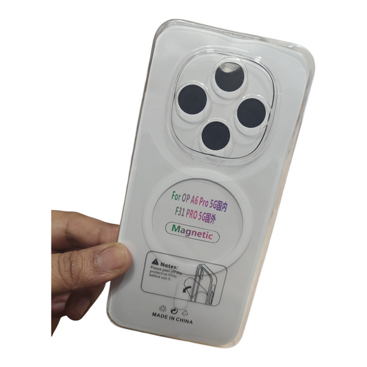 Oppo F31 Pro / Oppo A6 Pro 5G Anti Yellow Premium Quality Magsafe Crystal Clear Hard Plastic Back Cover Case