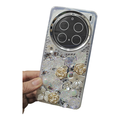 Vivo X200 Pro 5G Girlish 3D Stone & Flower Back Cover Case