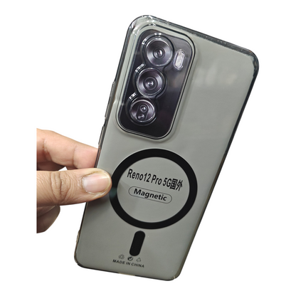 Oppo Reno 12 Pro 5G Anti Yellow Premium Quality Magsafe Crystal Clear Hard Plastic Back Cover Case - Royal Star