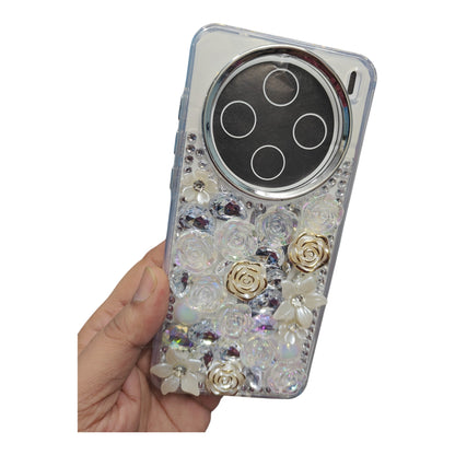 Vivo X200T 5G Girlish 3D Stone & Flower Back Cover Case