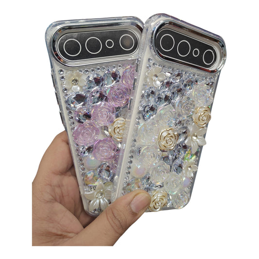 Vivo X300FE 5G / X300 FE 5G Girlish 3D Stone & Flower Back Cover Case