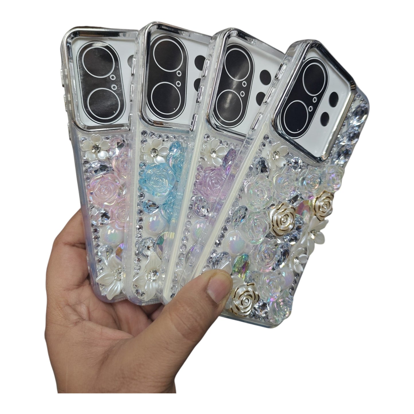 Vivo X200FE / X200FE 5G Girlish 3D Stone & Flower Back Cover Case