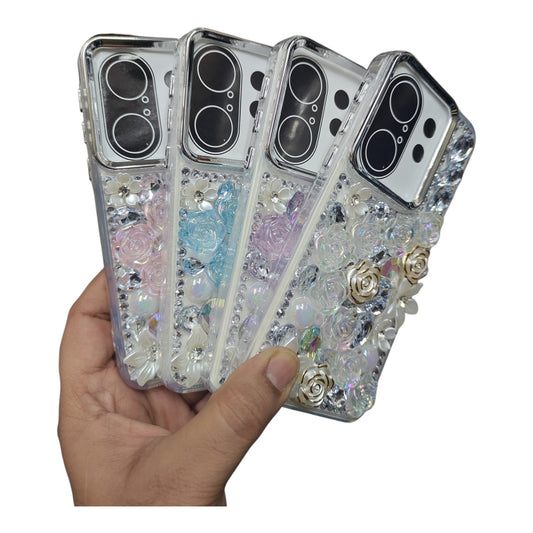 Vivo X200FE / X200FE 5G Girlish 3D Stone & Flower Back Cover Case