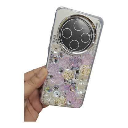 Vivo X200 5G Girlish 3D Stone & Flower Back Cover Case