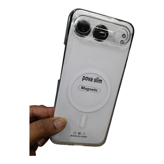 Tecno Pova Slim 5G Anti Yellow Premium Magsafe Crystal Clear Hard Plastic Back Cover Case
