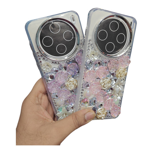 Vivo X200T 5G Girlish 3D Stone & Flower Back Cover Case