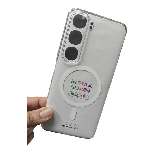 vivo Y31 5G Anti Yellow Premium Quality Magsafe Crystal Clear Hard Plastic Back Cover Case