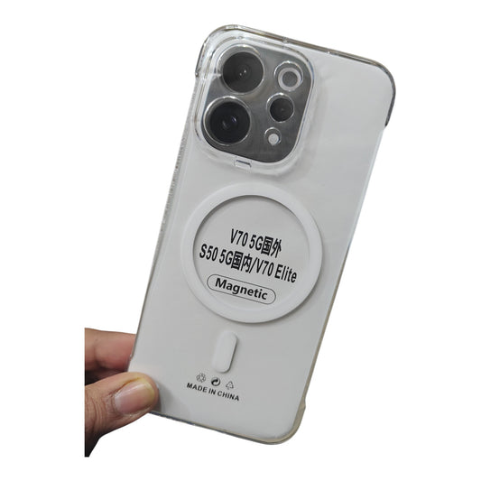 Vivo V70 / V70 Elite 5G Side Frameless Anti Yellow Premium Magsafe Crystal Clear Hard Plastic Back Cover Case