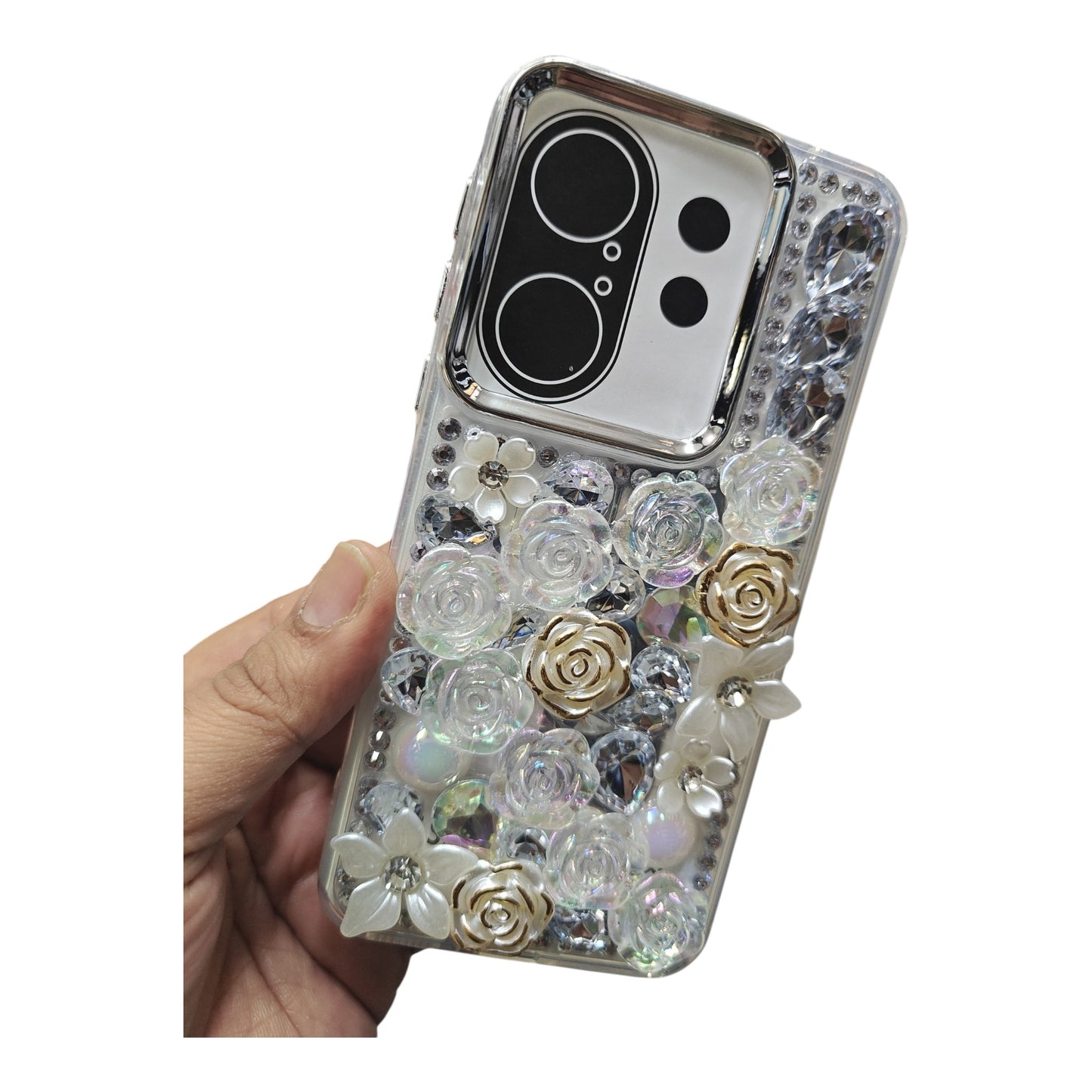 Vivo X200FE / X200FE 5G Girlish 3D Stone & Flower Back Cover Case