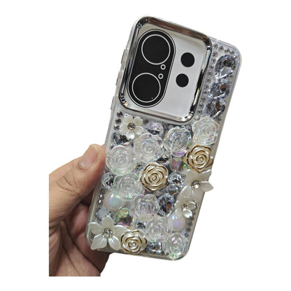 Vivo X200FE / X200FE 5G Girlish 3D Stone & Flower Back Cover Case