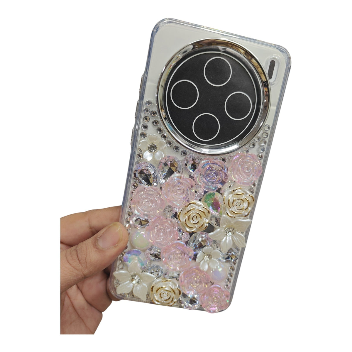 Vivo X200 5G Girlish 3D Stone & Flower Back Cover Case