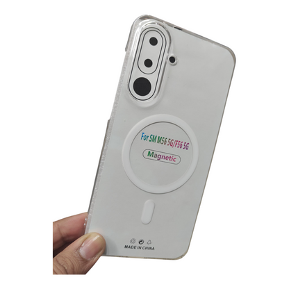 Samsung Galaxy M56 / F56 5G 5G Anti Yellow Premium Magsafe Crystal Clear Hard Plastic Back Cover Case