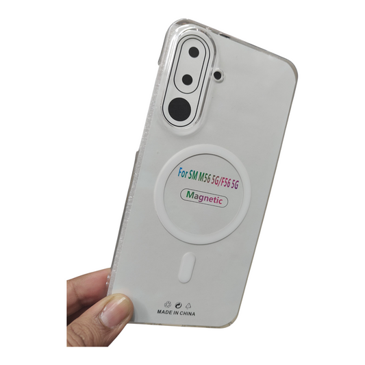 Samsung Galaxy M56 / F56 5G 5G Anti Yellow Premium Magsafe Crystal Clear Hard Plastic Back Cover Case