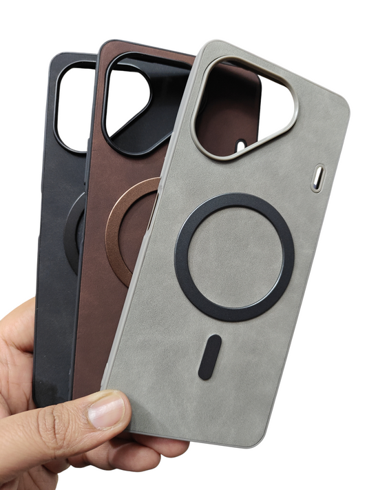 Tecno Pova 7 5G Magsafe Premium Quality Leather ( Side Soft, Back Hard ) Back Cover Case - Royal Star