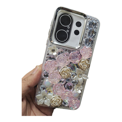 Vivo X200FE / X200FE 5G Girlish 3D Stone & Flower Back Cover Case