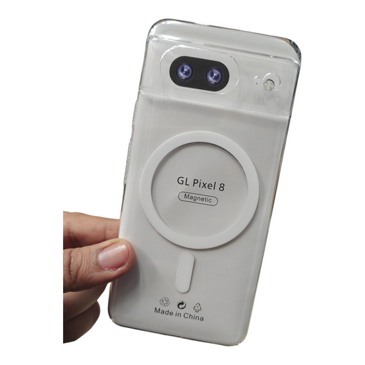 Google Pixel 8 5G Anti Yellow Premium Quality Magsafe Crystal Clear Hard Plastic Back Cover Case