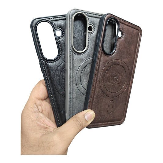 Samsung Galaxy A57 (5G) Magsafe Premium Quality Leather ( Side Soft, Back Hard ) Back Cover Case