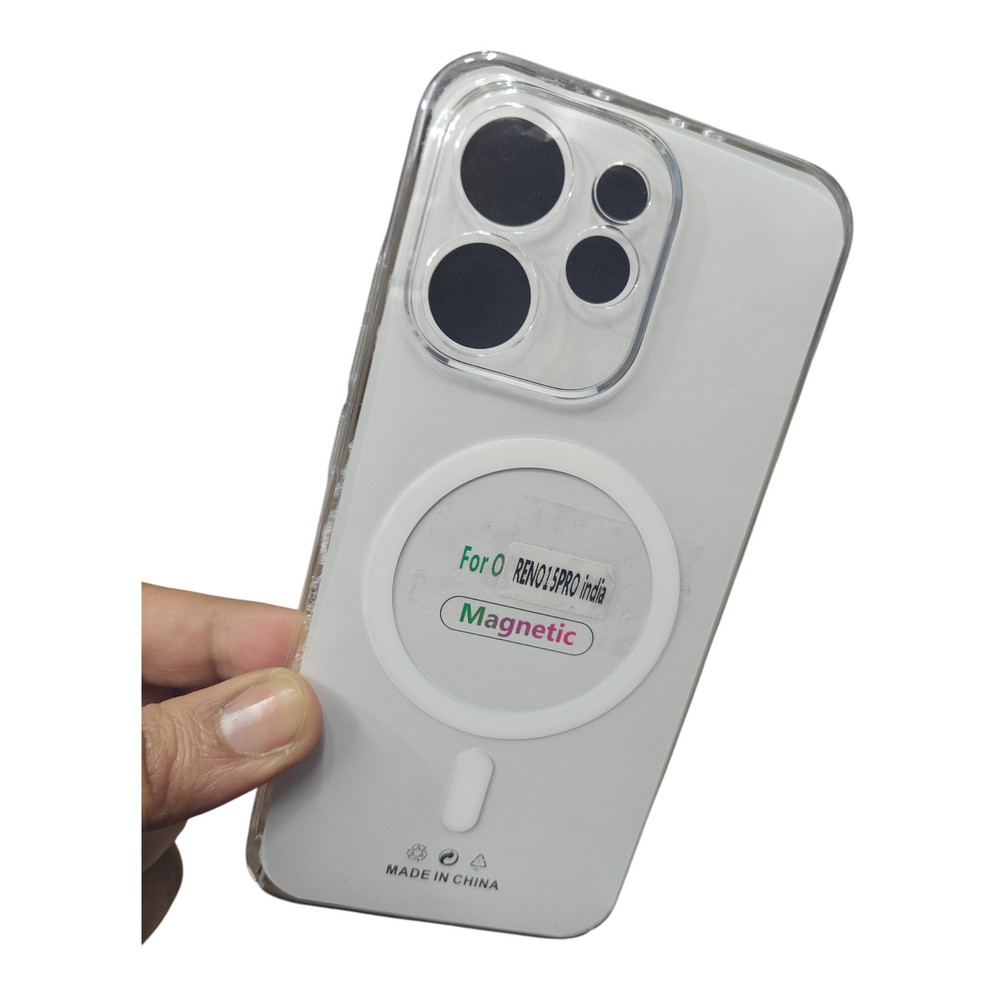 Oppo Reno 15 Pro 5G Anti Yellow Premium Quality Magsafe Crystal Clear Hard Plastic Back Cover Case