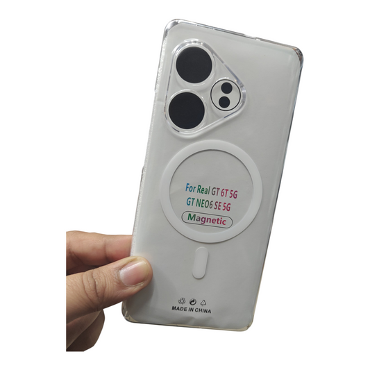 Realme GT 6 / Realme GT 6T Anti Yellow Premium Quality Magsafe Crystal Clear Hard Plastic Back Cover Case