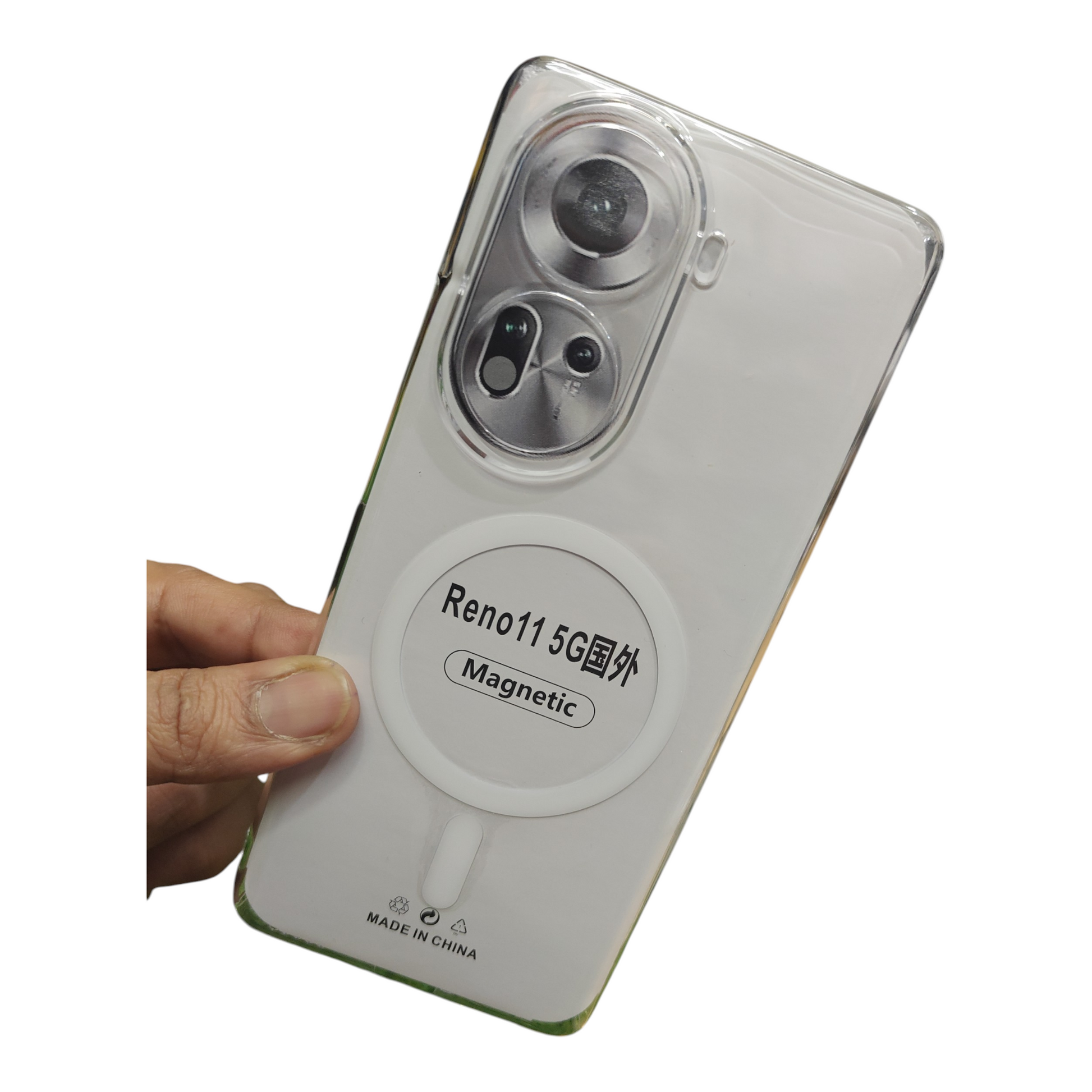 Oppo Reno 11 5G Anti Yellow Premium Quality Magsafe Crystal Clear Hard Plastic Back Cover Case - Royal Star