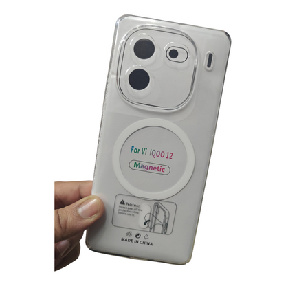 iQOO 12 5G Anti Yellow Premium Quality Magsafe Crystal Clear Hard Plastic Back Cover Case