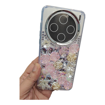 Vivo X200T 5G Girlish 3D Stone & Flower Back Cover Case