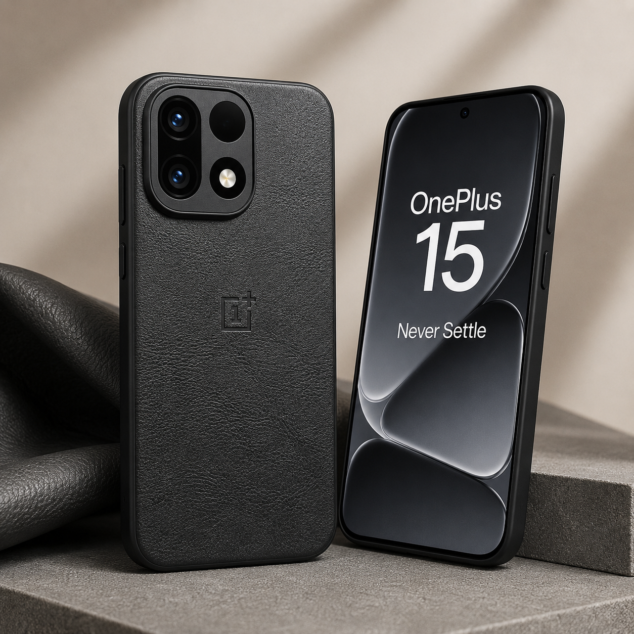 OnePlus 15 5G Luxury Leather Back Cover Black