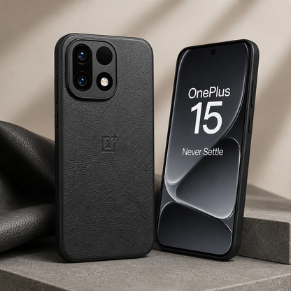 OnePlus 15 5G Luxury Leather Back Cover Black