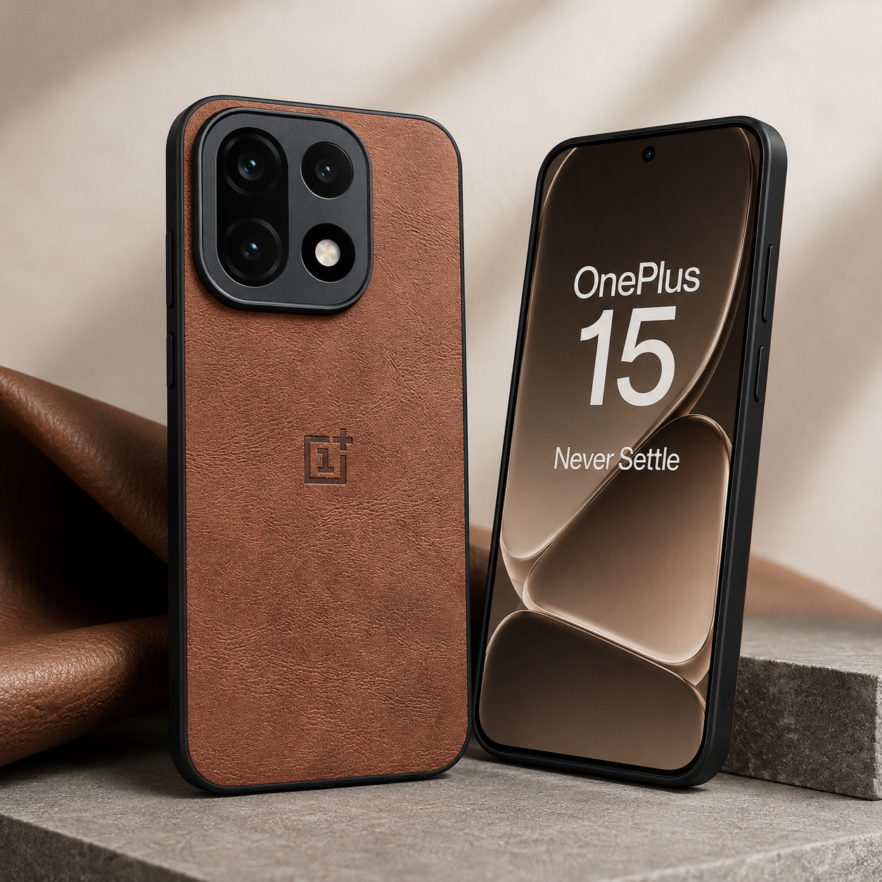 OnePlus 15 5G Luxury Leather Back Cover Brown