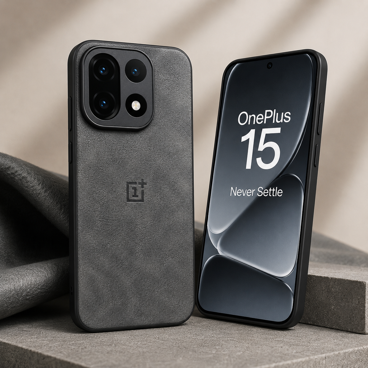 OnePlus 15 5G Luxury Leather Back Cover Grey