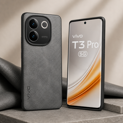 Vivo T3 Pro / iQOO Z9s Pro 5G Luxury Leather Back Cover Grey
