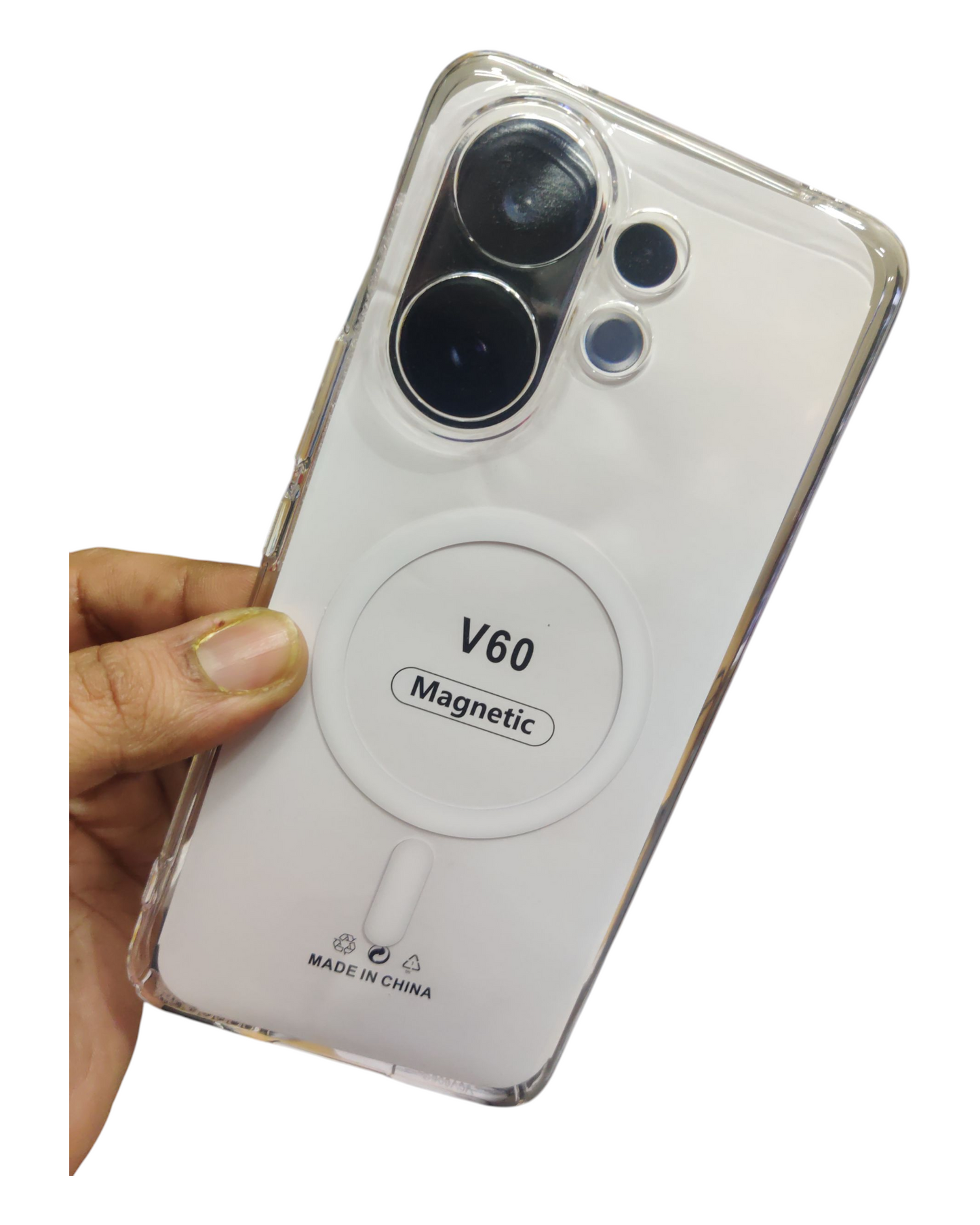Vivo V60 / V60E / Vivo T4 Pro 5G Anti Yellow Premium Quality Magsafe Crystal Clear Hard Plastic Back Cover Case - Royal Star