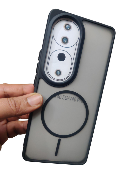 Vivo V40 / V40 Pro / T3 Ultra Premium Quality Side Soft + Back Hard Plastic Matte Back Cover Case ( No Magsafe, Only Design )