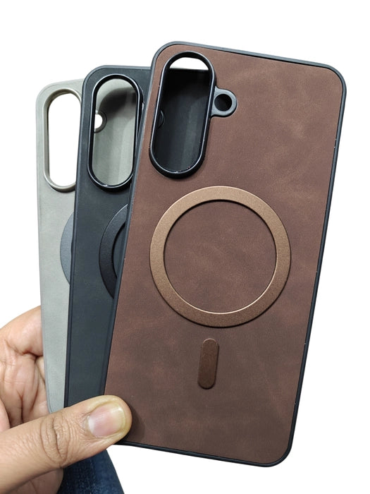 Samsung Galaxy A56 / A36 5G Magsafe Premium Quality Leather ( Side Soft, Back Hard ) Back Cover Case - Royal Star