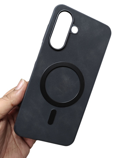 Samsung galaxy M56 / F56 5G Magsafe Premium Quality Leather ( Side Soft, Back Hard ) Back Cover Case