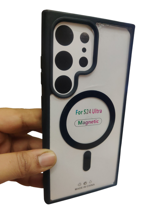 Samsung Galaxy S24 Ultra Premium Quality Magsafe Back Hard Plastic+ Side Soft Back Cover Case