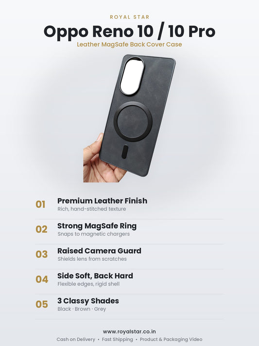 Oppo Reno 10 Leather MagSafe Case features - Royal Star
