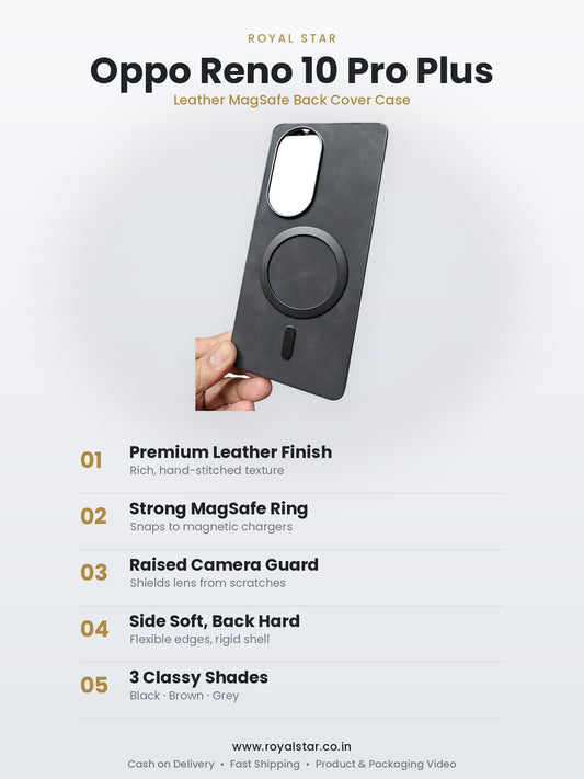 Oppo Reno 10 Pro Plus Leather MagSafe Case features - Royal Star